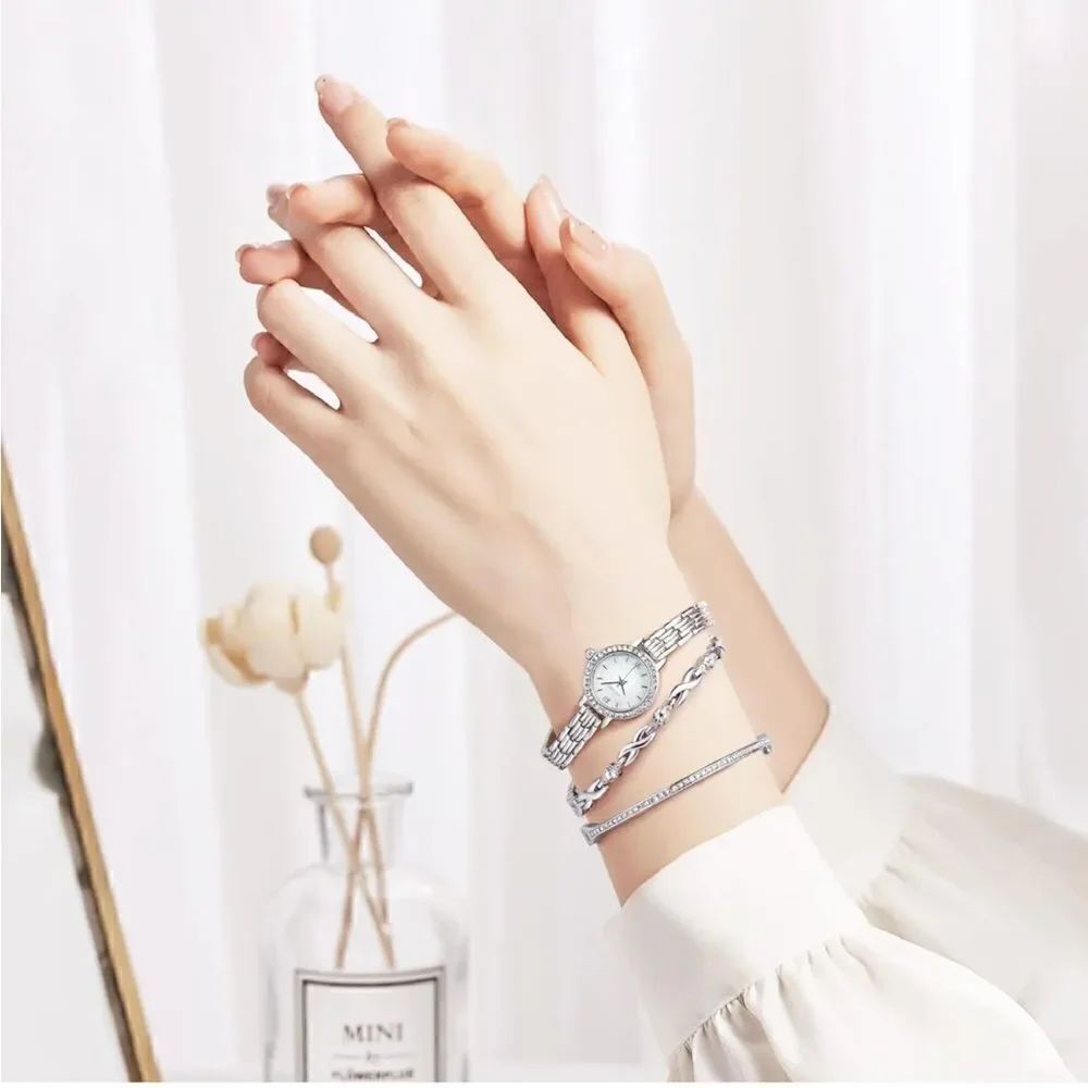 Silver Watch and Bangle Set - Picture 1 of 5